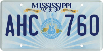 MS license plate AHC760