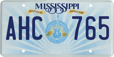 MS license plate AHC765