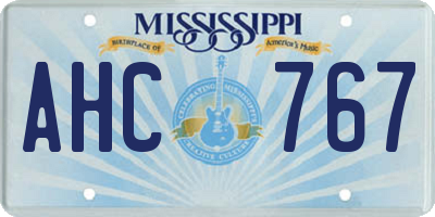 MS license plate AHC767