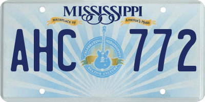 MS license plate AHC772