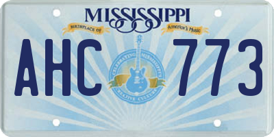 MS license plate AHC773