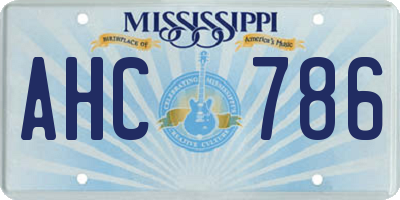 MS license plate AHC786