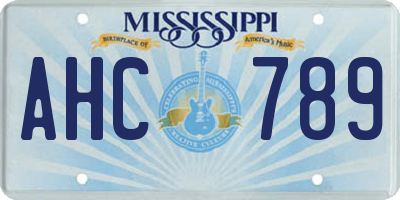 MS license plate AHC789
