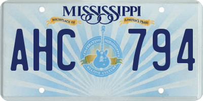 MS license plate AHC794