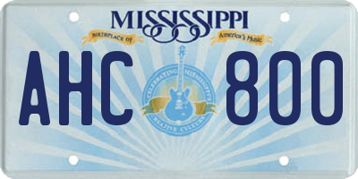 MS license plate AHC800