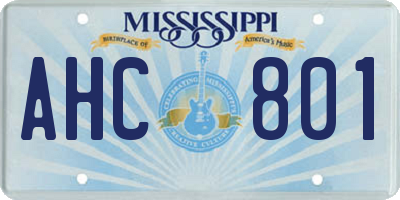MS license plate AHC801
