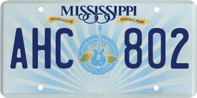 MS license plate AHC802