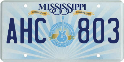 MS license plate AHC803