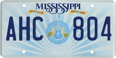 MS license plate AHC804