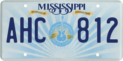 MS license plate AHC812