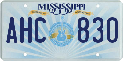 MS license plate AHC830