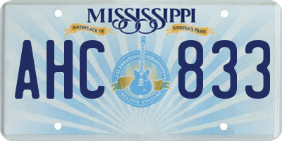MS license plate AHC833