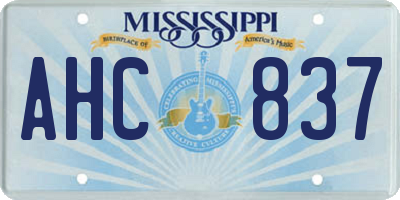 MS license plate AHC837