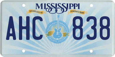 MS license plate AHC838