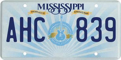 MS license plate AHC839