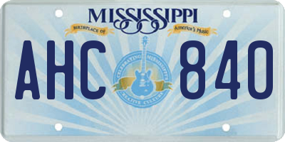 MS license plate AHC840