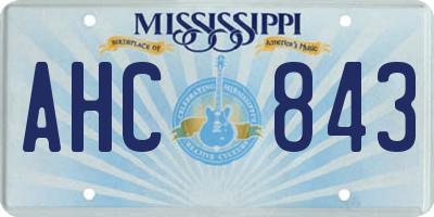 MS license plate AHC843