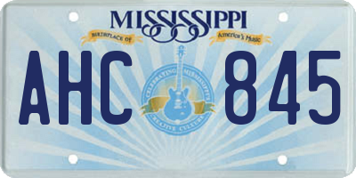 MS license plate AHC845