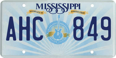 MS license plate AHC849