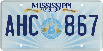 MS license plate AHC867