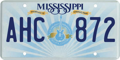 MS license plate AHC872