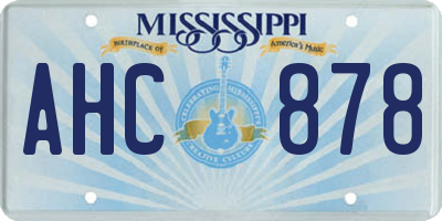 MS license plate AHC878