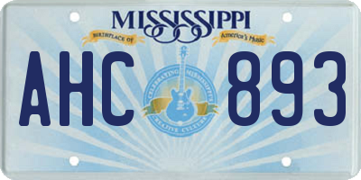 MS license plate AHC893