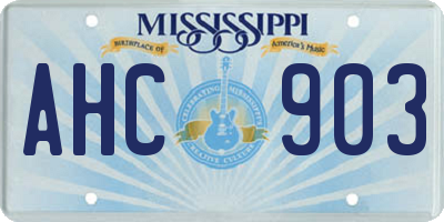 MS license plate AHC903