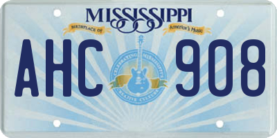 MS license plate AHC908