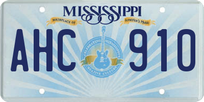 MS license plate AHC910