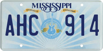 MS license plate AHC914