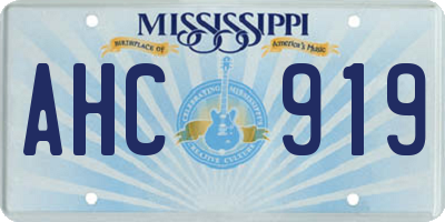 MS license plate AHC919