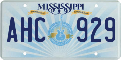 MS license plate AHC929