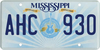 MS license plate AHC930