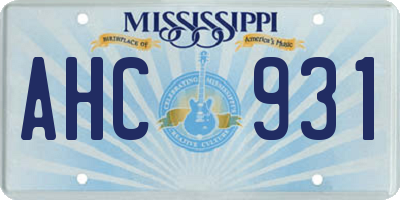 MS license plate AHC931
