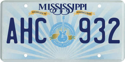 MS license plate AHC932
