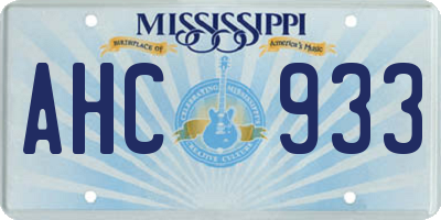 MS license plate AHC933