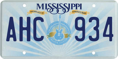 MS license plate AHC934