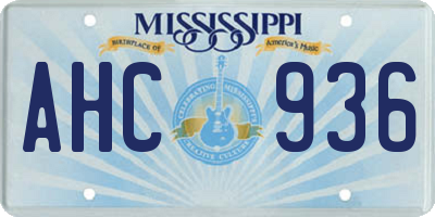 MS license plate AHC936