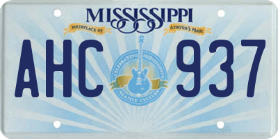 MS license plate AHC937