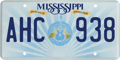 MS license plate AHC938