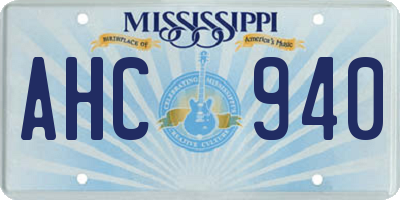 MS license plate AHC940