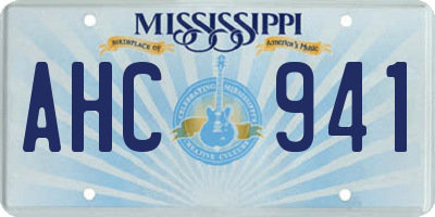 MS license plate AHC941