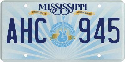 MS license plate AHC945