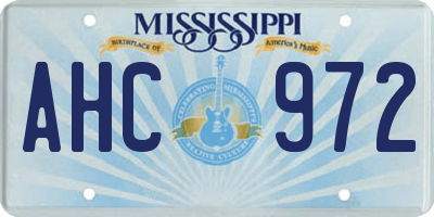 MS license plate AHC972