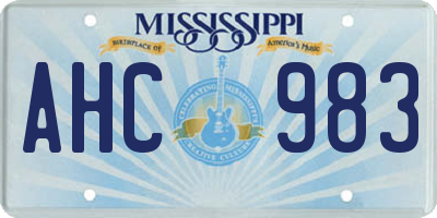 MS license plate AHC983