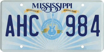 MS license plate AHC984