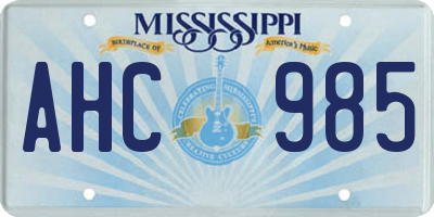 MS license plate AHC985
