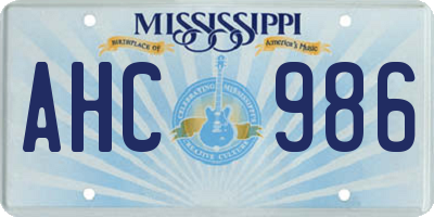 MS license plate AHC986