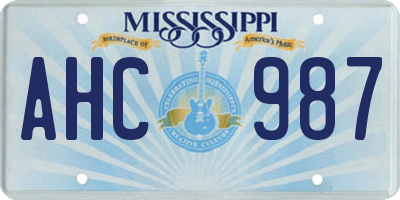 MS license plate AHC987
